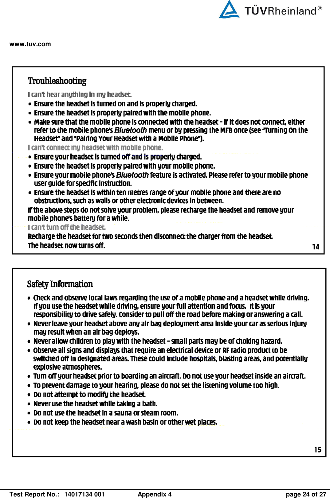 www.tuv.com   Test Report No.:  14017134 001  Appendix 4  page 24 of 27       