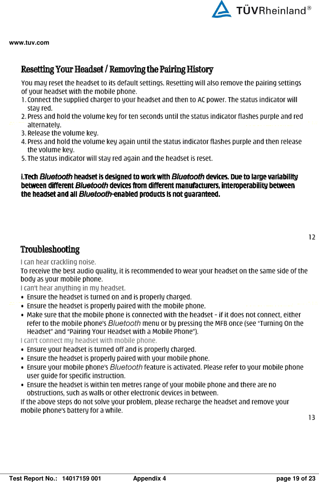 www.tuv.com   Test Report No.:  14017159 001  Appendix 4  page 19 of 23       