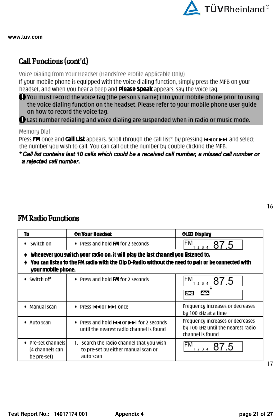 www.tuv.com   Test Report No.:  14017174 001  Appendix 4  page 21 of 27       