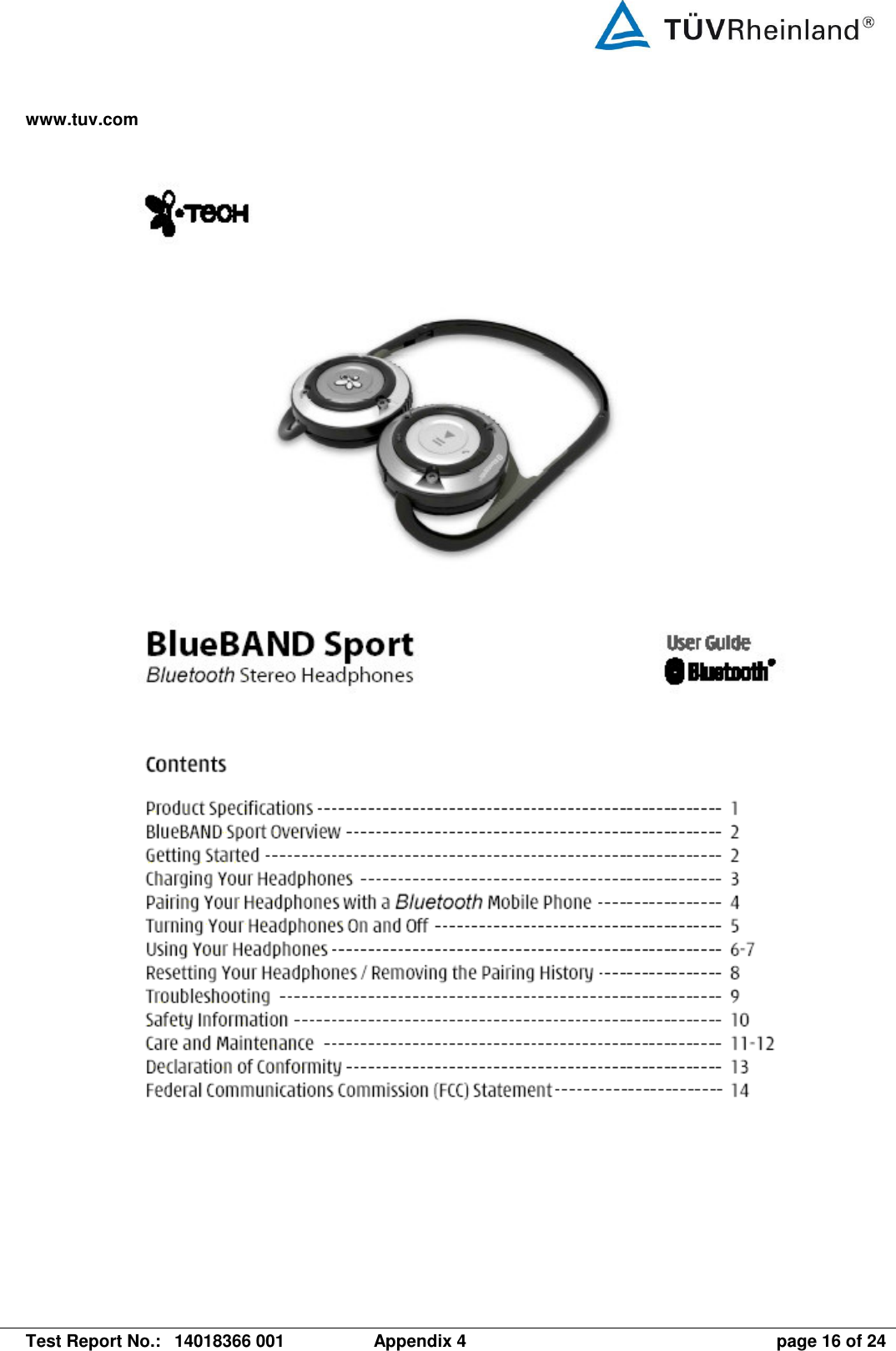 www.tuv.com   Test Report No.:  14018366 001  Appendix 4  page 16 of 24       