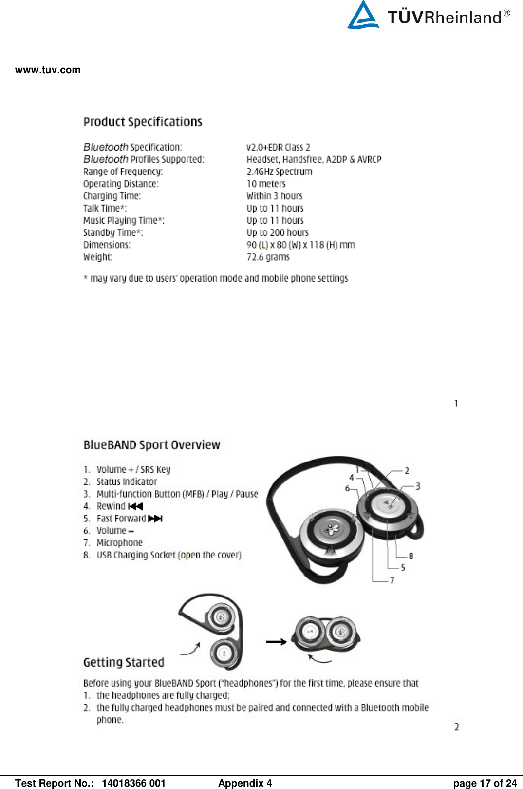 www.tuv.com   Test Report No.:  14018366 001  Appendix 4  page 17 of 24       