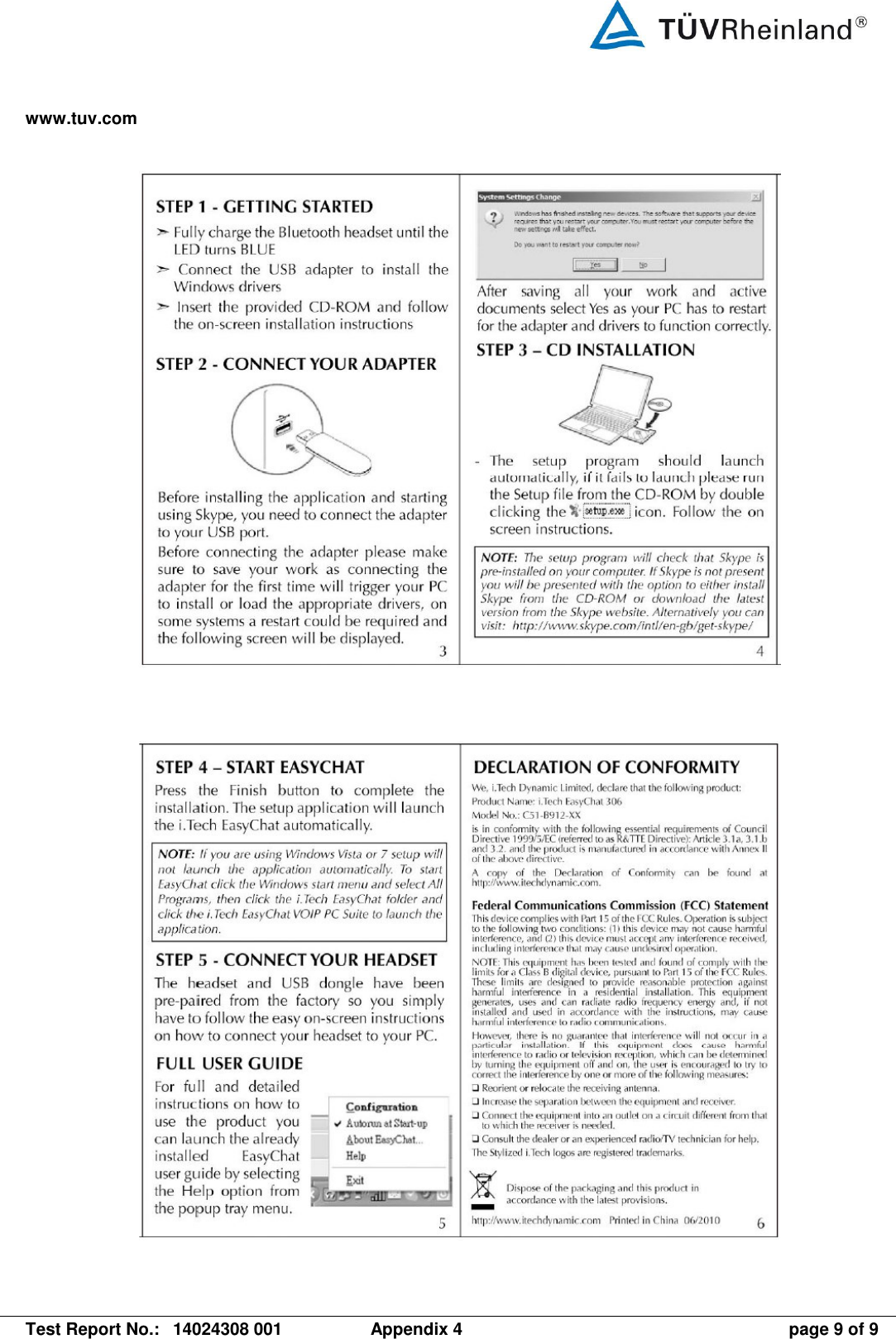 www.tuv.com   Test Report No.:  14024308 001  Appendix 4  page 9 of 9    