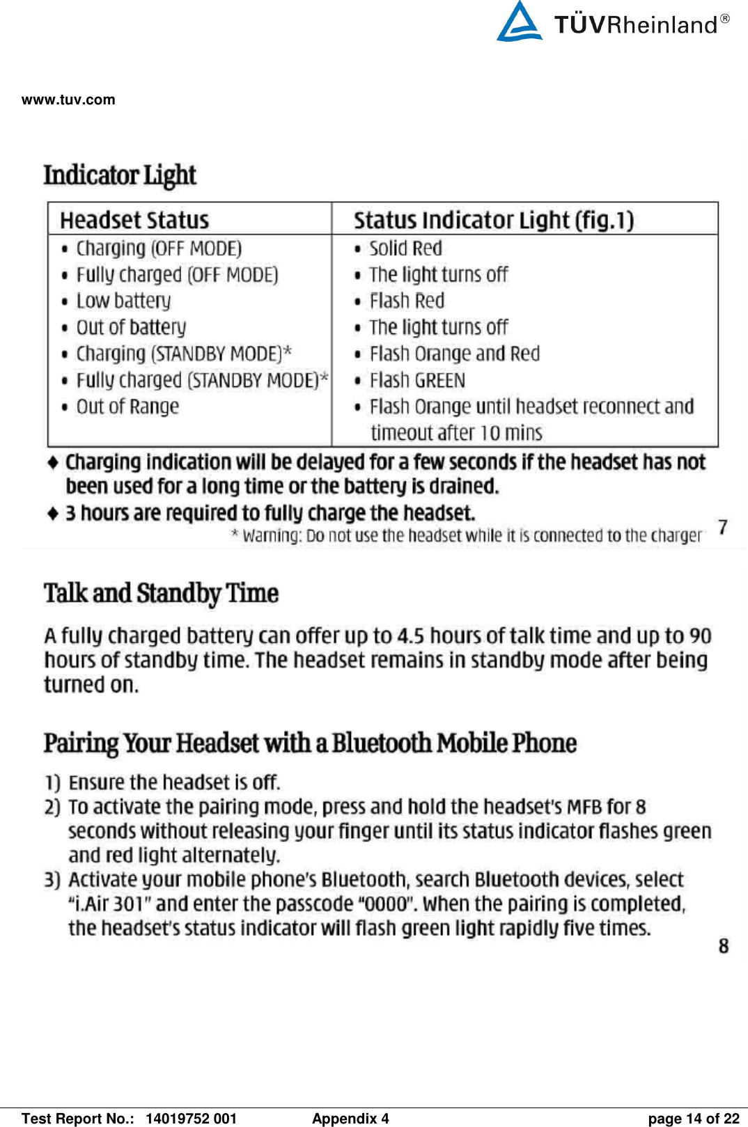 www.tuv.com   Test Report No.:  14019752 001  Appendix 4  page 14 of 22     