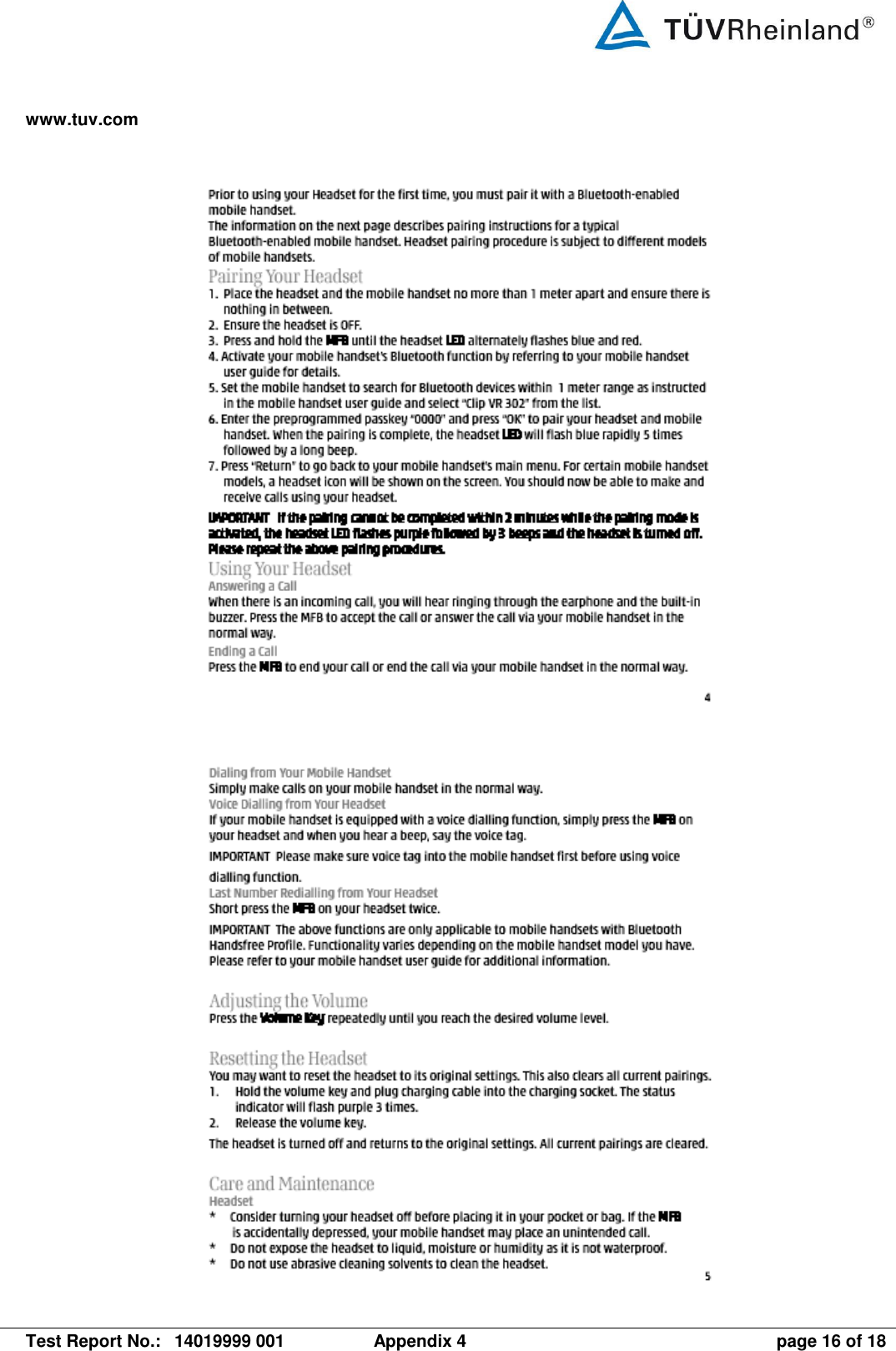 www.tuv.com   Test Report No.:  14019999 001  Appendix 4  page 16 of 18      