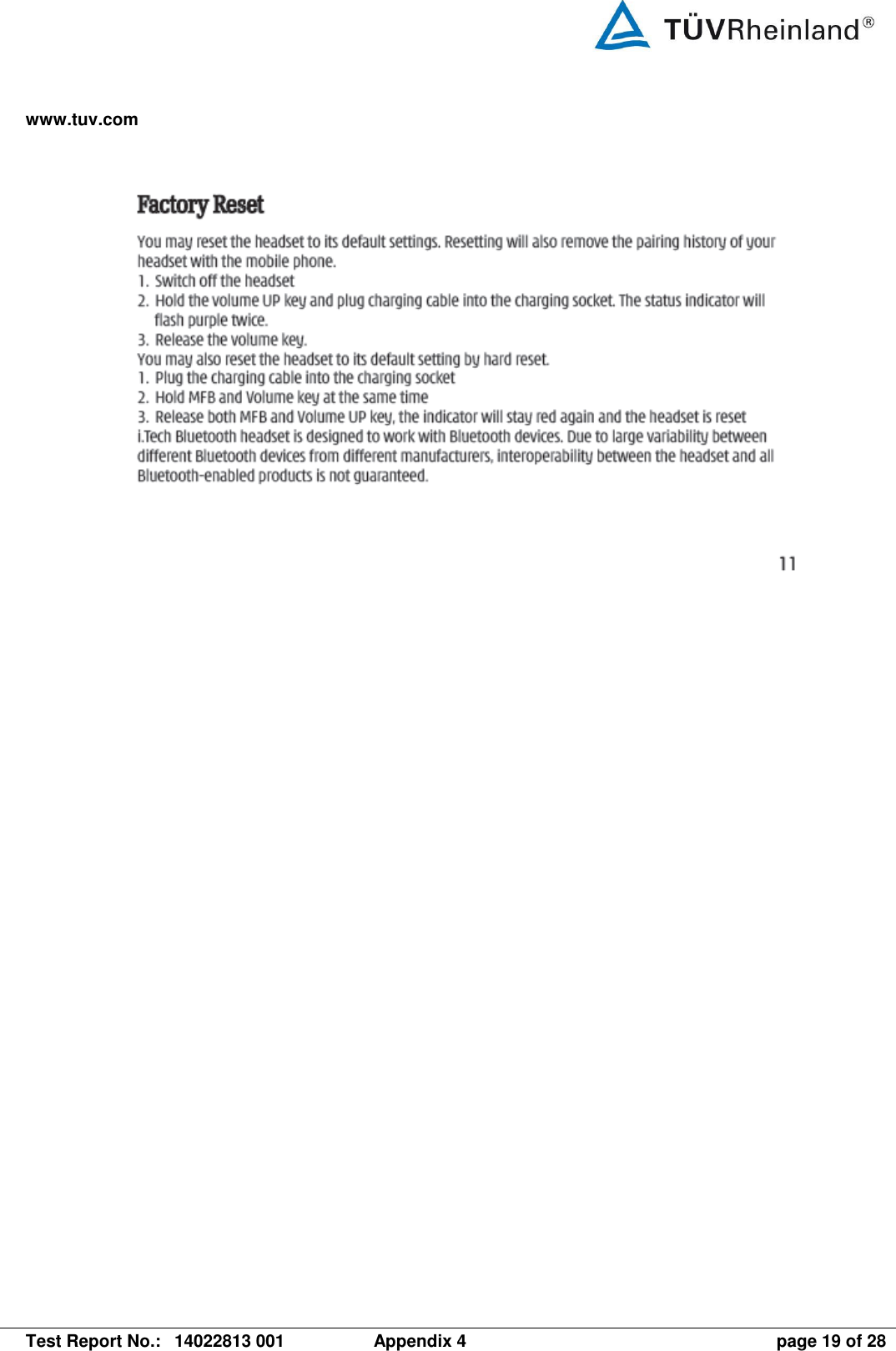 www.tuv.com   Test Report No.:  14022813 001  Appendix 4  page 19 of 28   