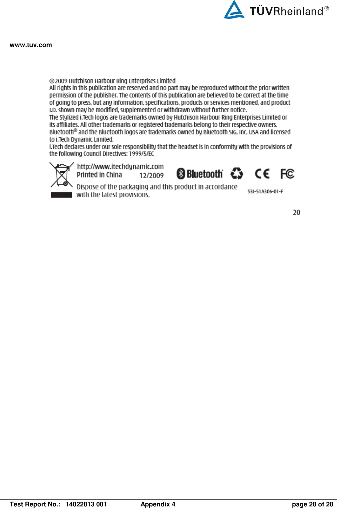 www.tuv.com   Test Report No.:  14022813 001  Appendix 4  page 28 of 28        