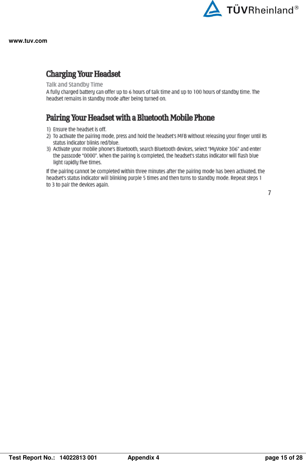 www.tuv.com   Test Report No.:  14022813 001  Appendix 4  page 15 of 28  