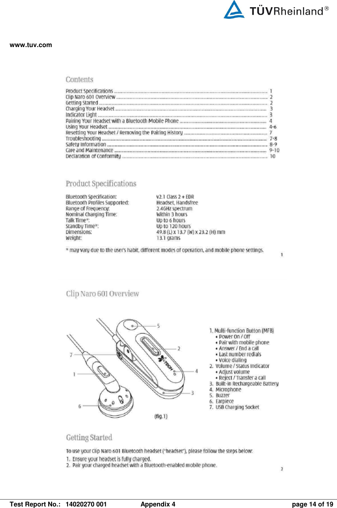 www.tuv.com   Test Report No.:  14020270 001  Appendix 4  page 14 of 19     