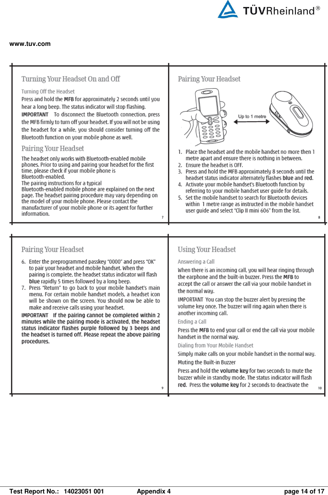 www.tuv.com   Test Report No.:  14023051 001  Appendix 4  page 14 of 17  