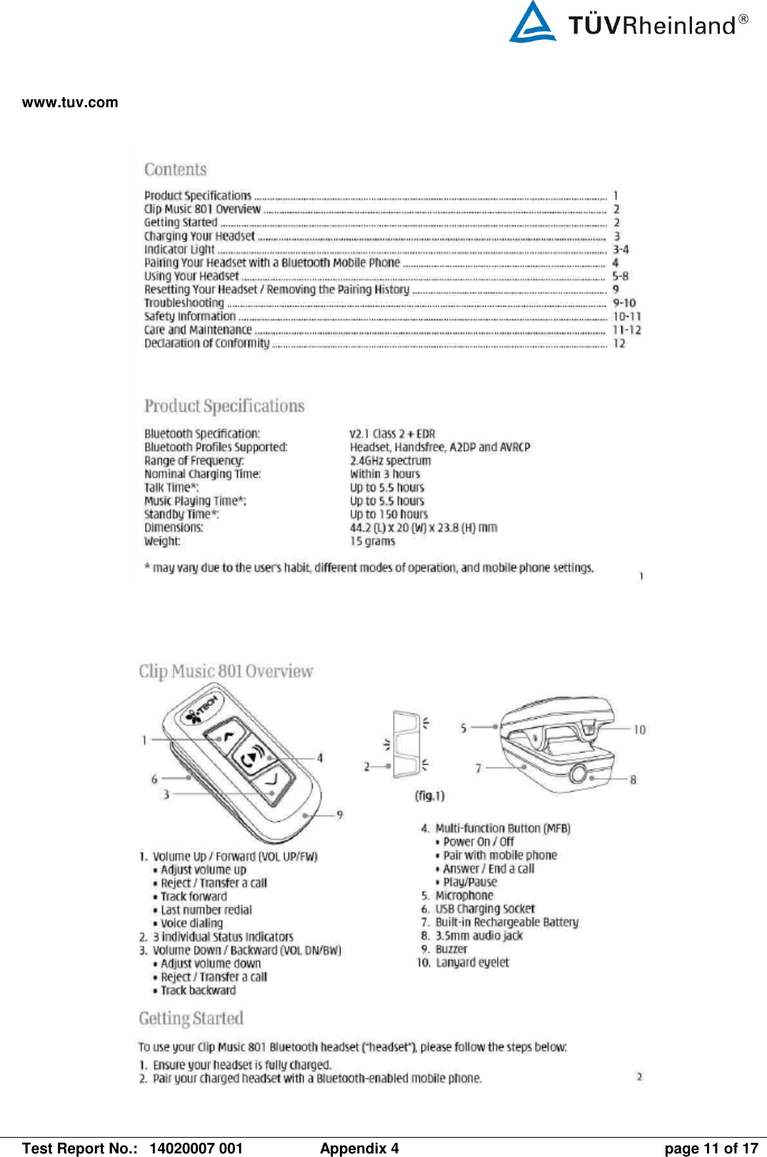 www.tuv.com   Test Report No.:  14020007 001  Appendix 4  page 11 of 17    