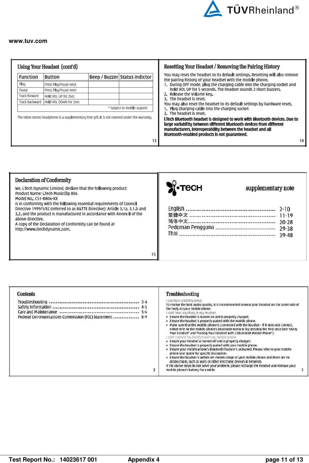 www.tuv.com   Test Report No.:  14023617 001  Appendix 4  page 11 of 13       