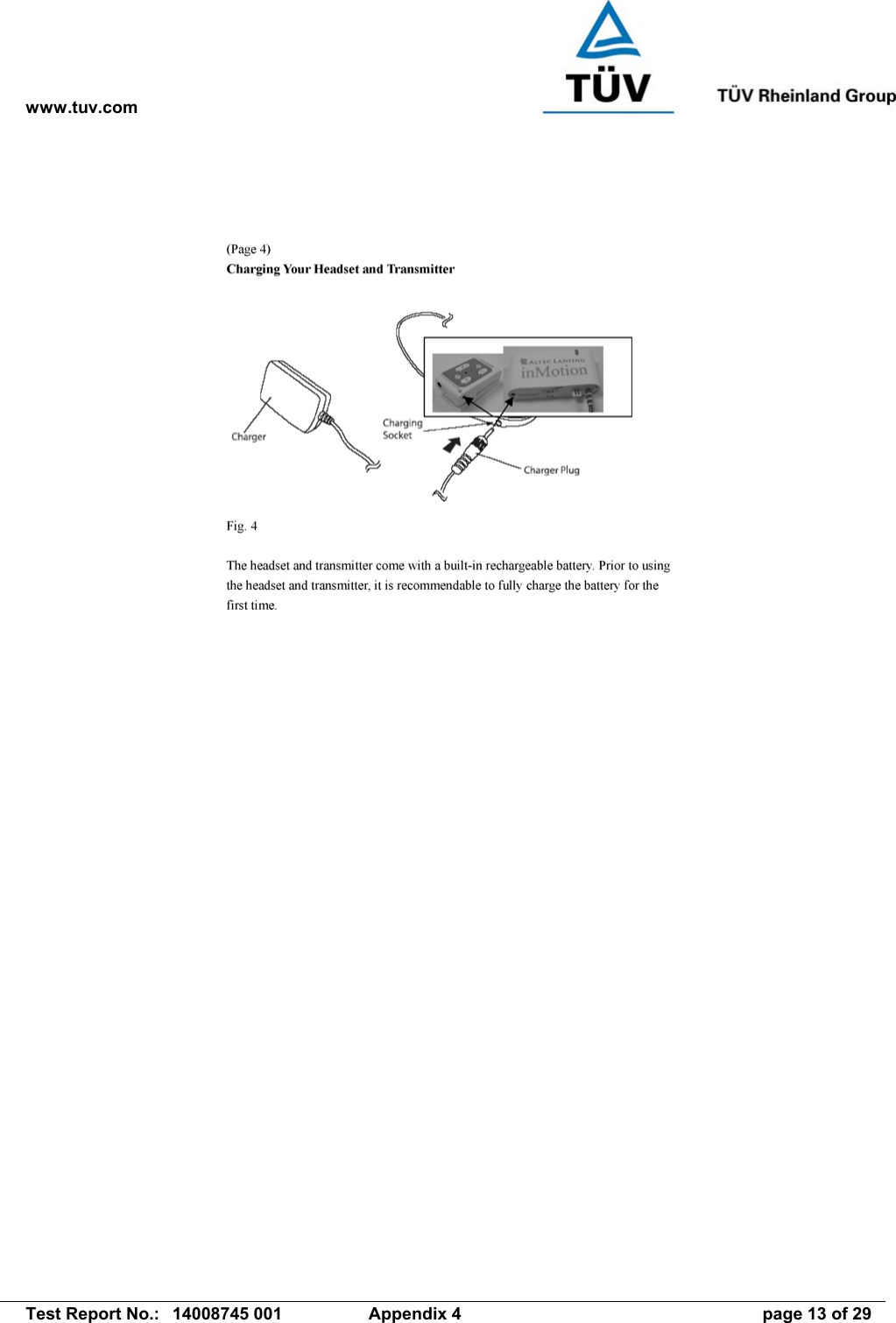 www.tuv.com   Test Report No.:  14008745 001  Appendix 4  page 13 of 29 