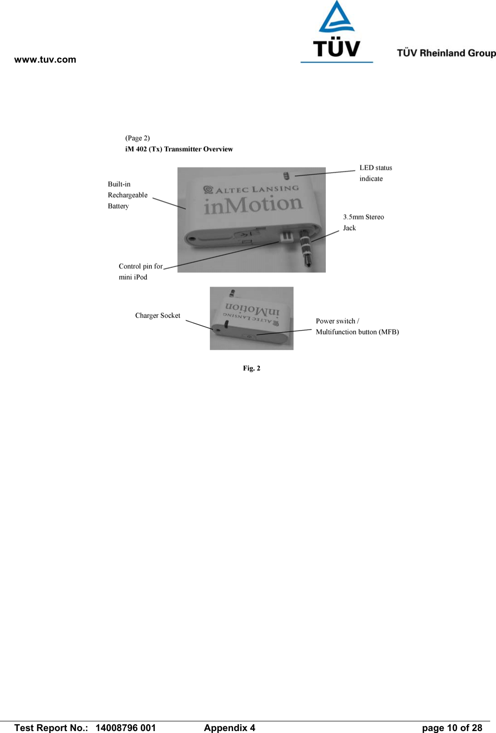 www.tuv.com   Test Report No.:  14008796 001  Appendix 4  page 10 of 28 