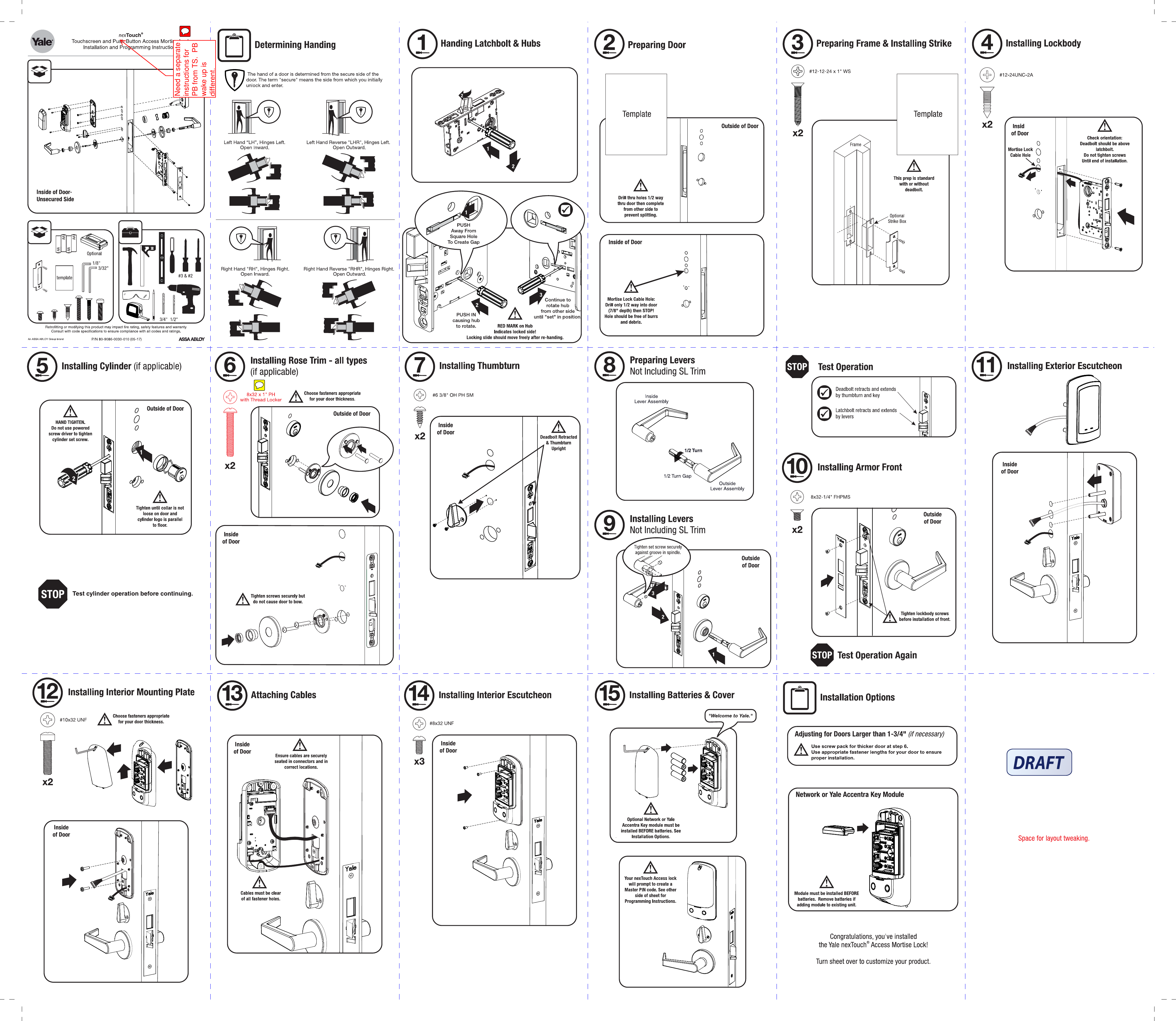 Need a separate instructions for PB from TS.  PB wake up is different, indications different, low battery and lock out is different.  Can this be accomplished as PB added windows in this sheet?