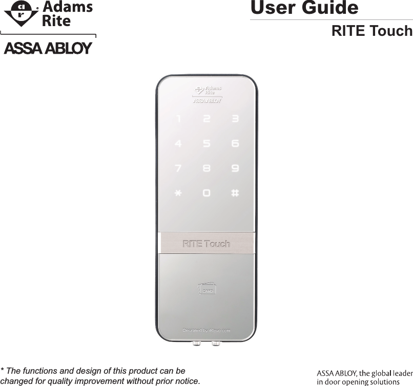 User GuideRITE Touch* The functions and design of this product can be changed for quality improvement without prior notice.