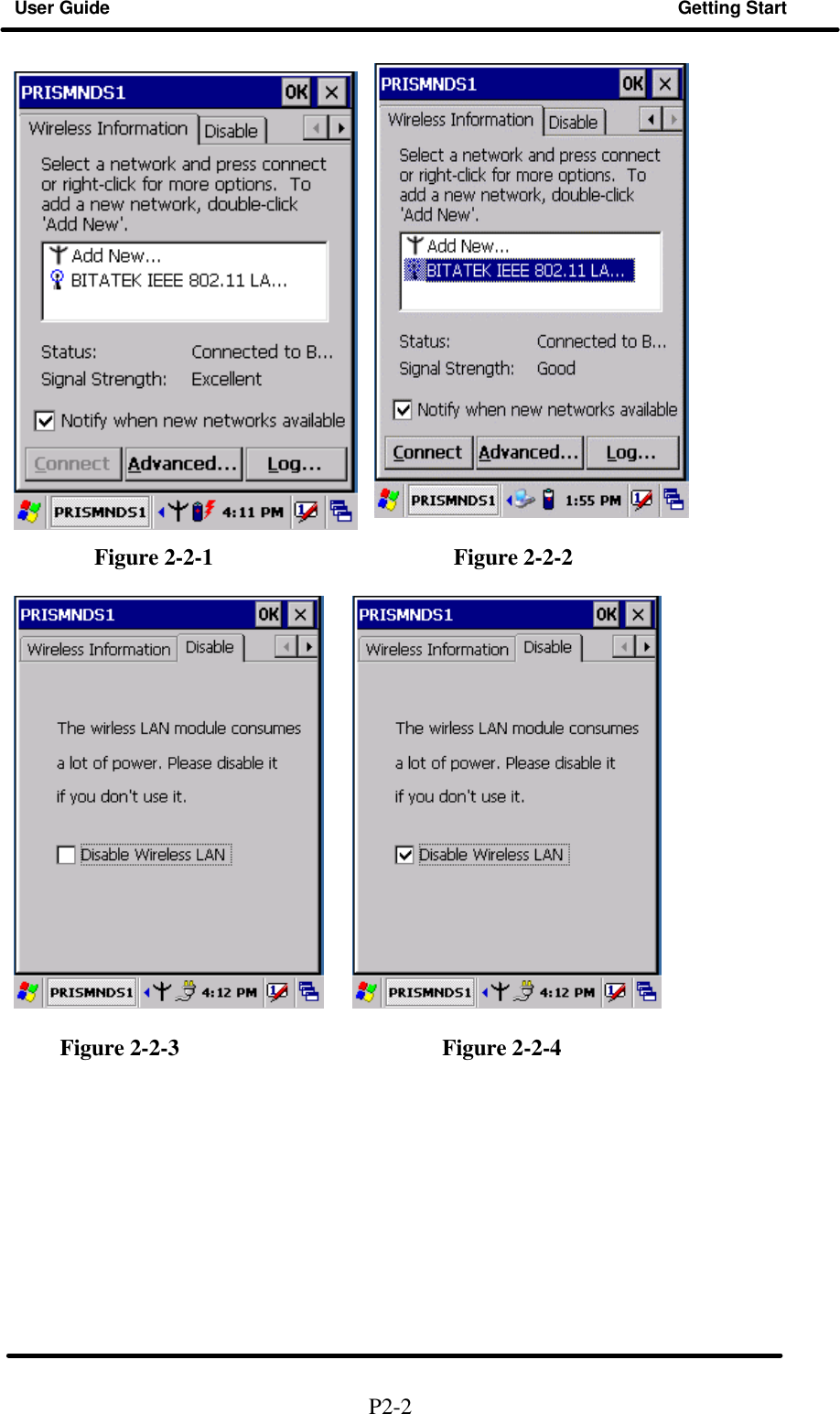 User Guide Getting Start                    Figure 2-2-1                     Figure 2-2-2             Figure 2-2-3                       Figure 2-2-4             P2-2  