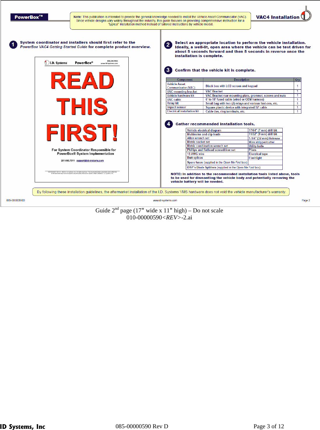 ID Systems, Inc 085-00000590 Rev D Page 3 of 12   Guide 2nd page (17&quot; wide x 11&quot; high) – Do not scale 010-00000590&lt;REV&gt;-2.ai    