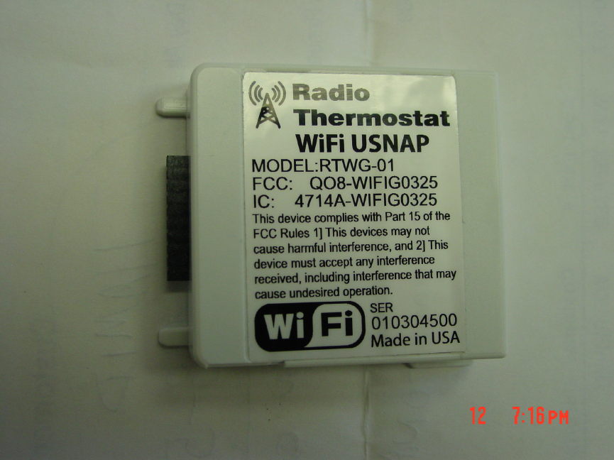 Radio Thermostat RTMV-01 USNAP WiFi module Marvell