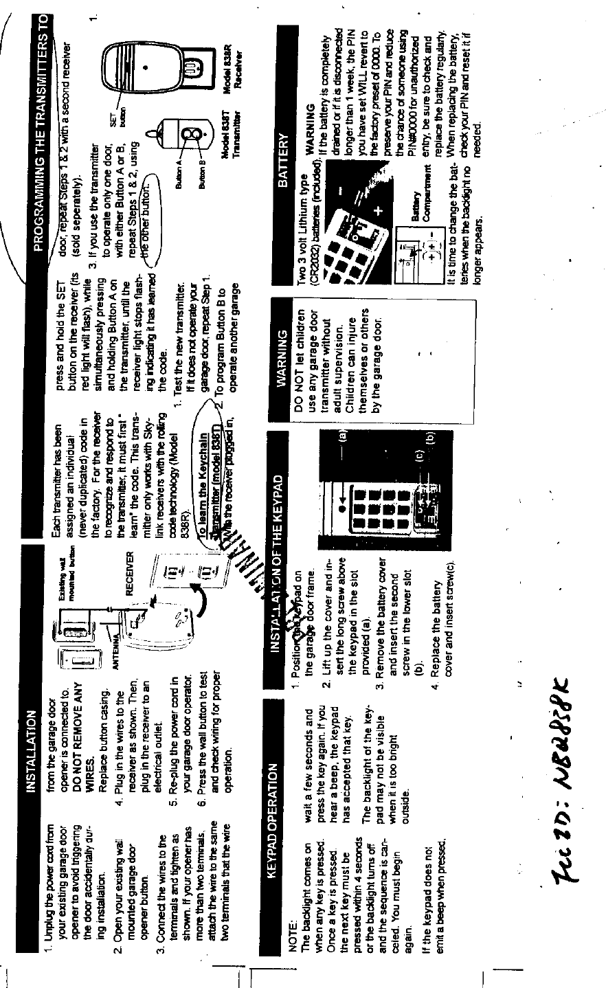 Secure Pro 838K Keypad Transmitter User Manual