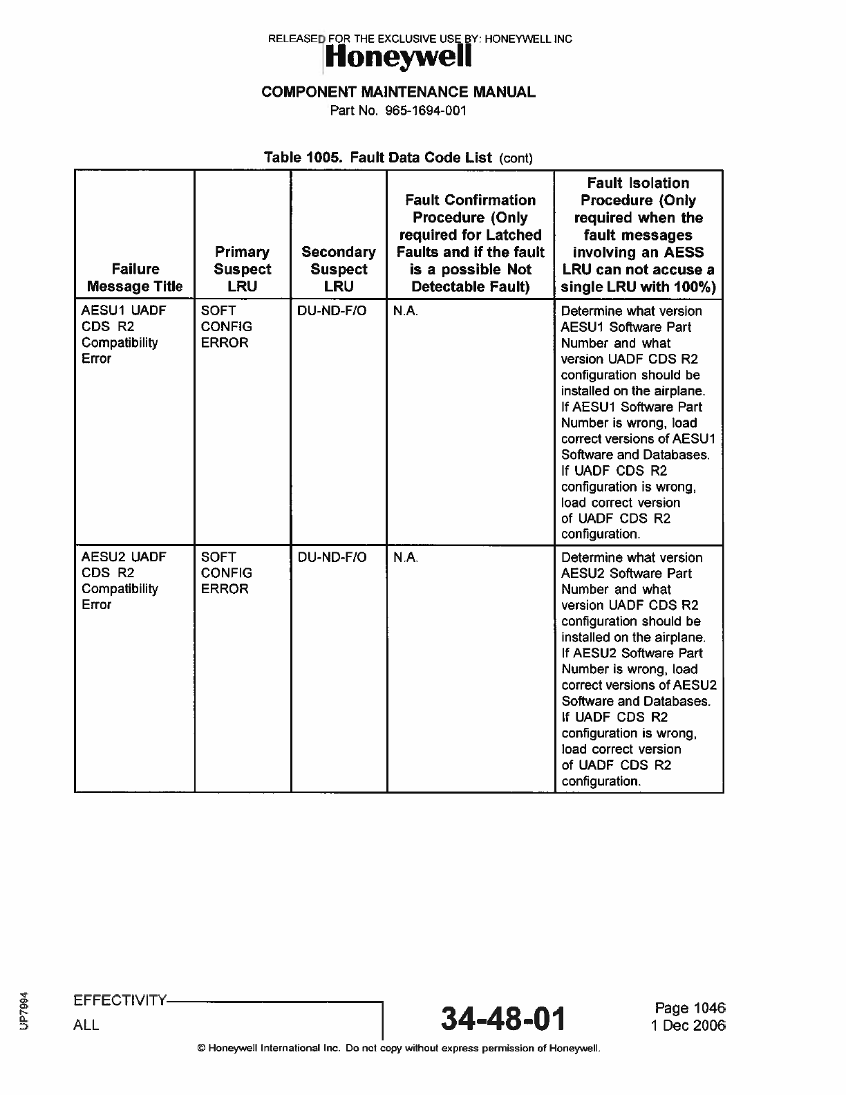 Honeywell 9pgtpl 100c Isp 80c Aircraft Env Surv Unit Aesu Processor User Manual Users Manual Part 3