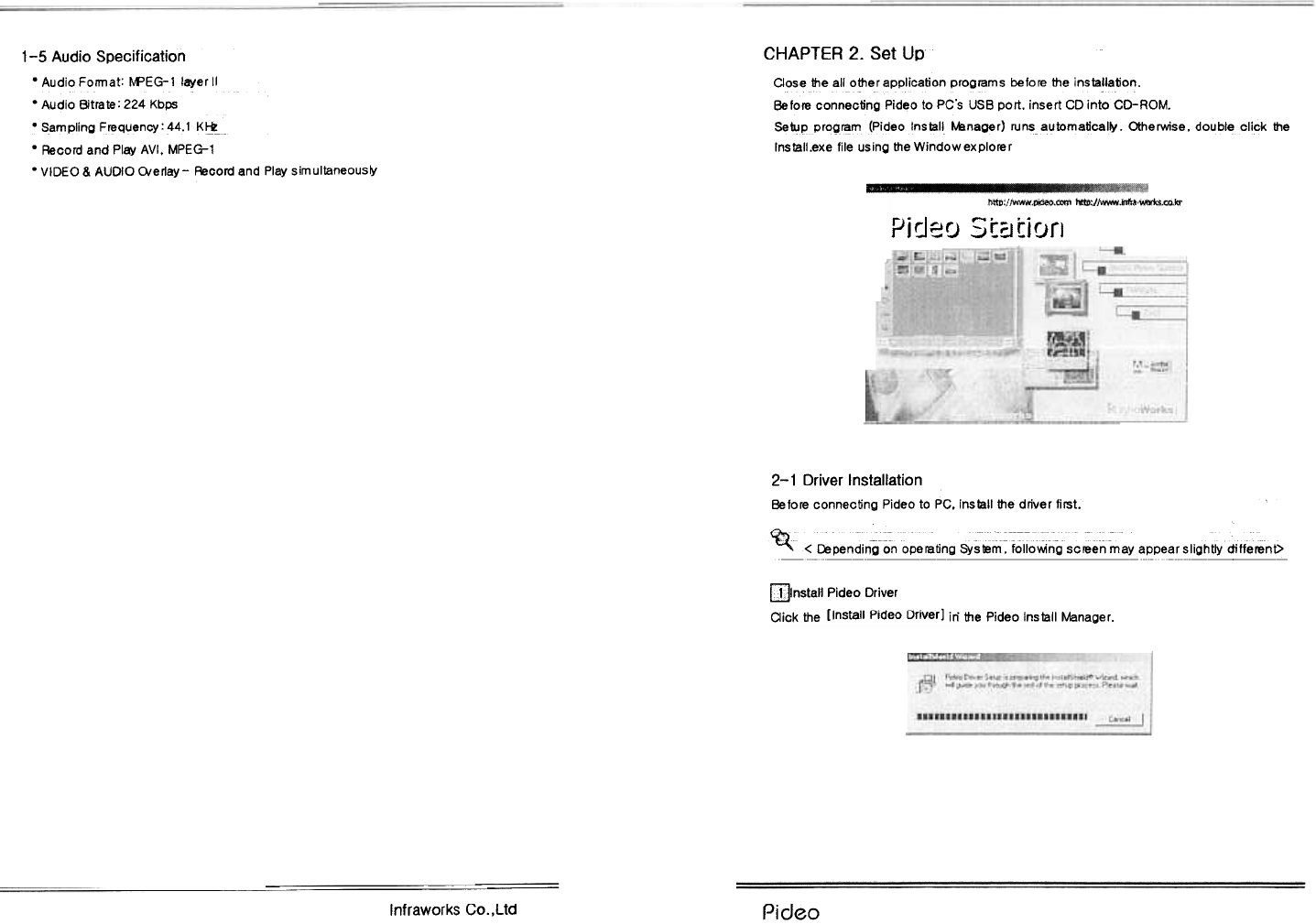 Infraworks Iw Pd01 Audio Video Digital Recording System User Manual