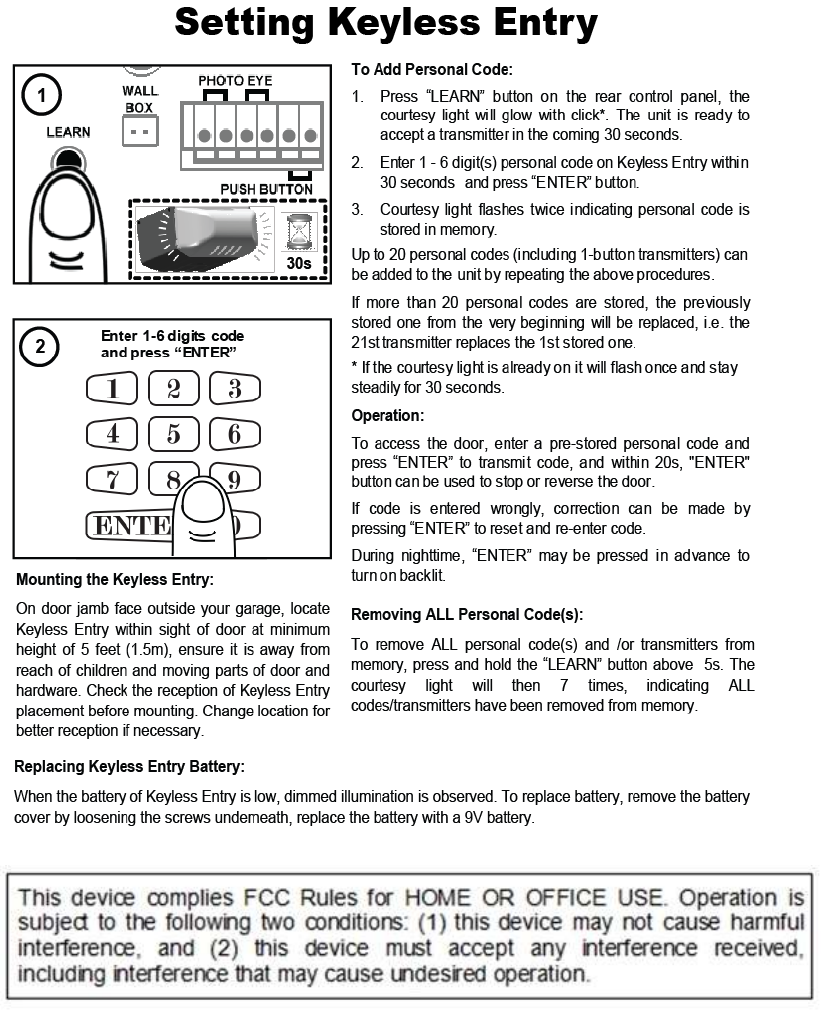 Guardian 303kp D Remote For Garage Door Opener User Manual