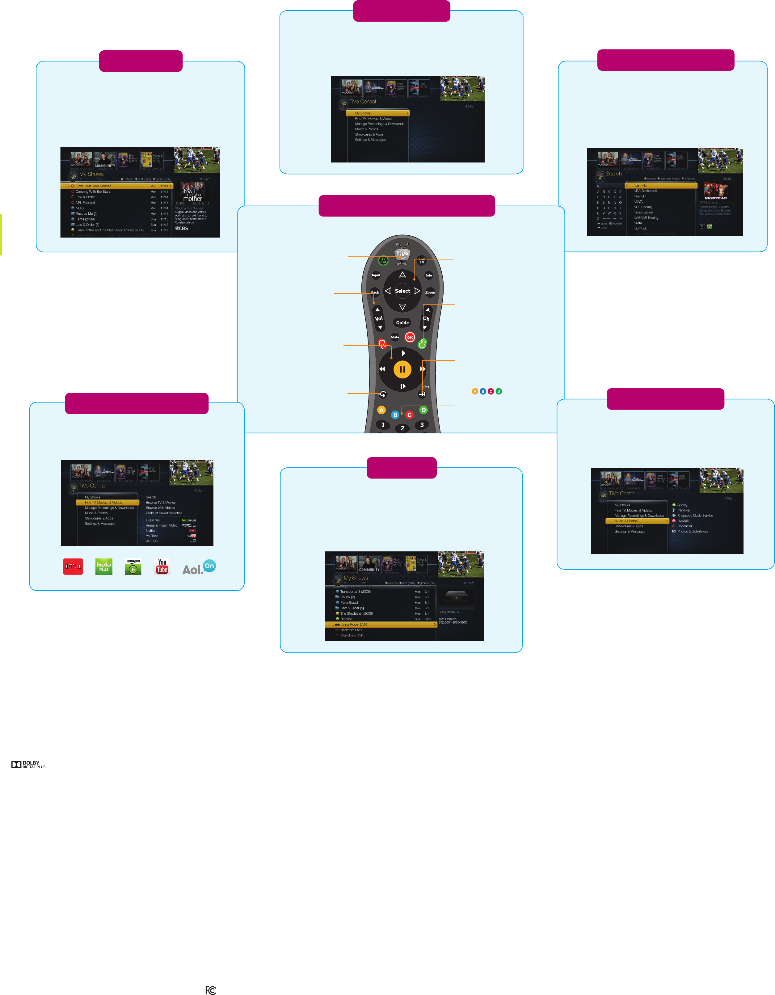 TiVo Solutions d b a TiVo RC30 IR& Remote User Manual TiVo Roamio