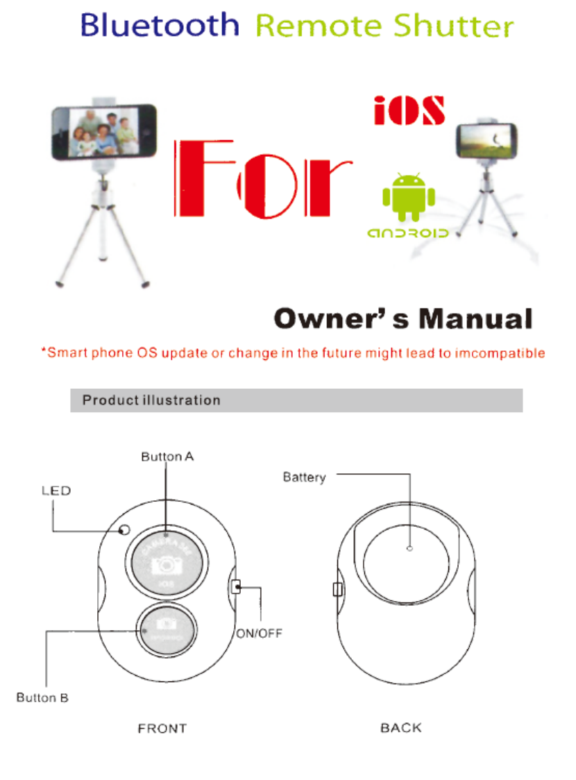 Import Solutions 360 Blue Tooth Remote Shutter User Manual Shutter