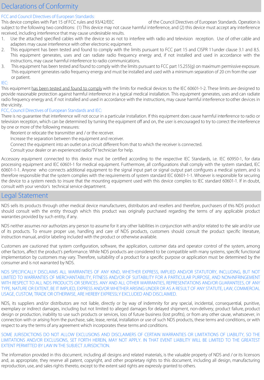 NDS Surgical Imaging WR-P42-11 ZeroWire G2 Receiver User Manual