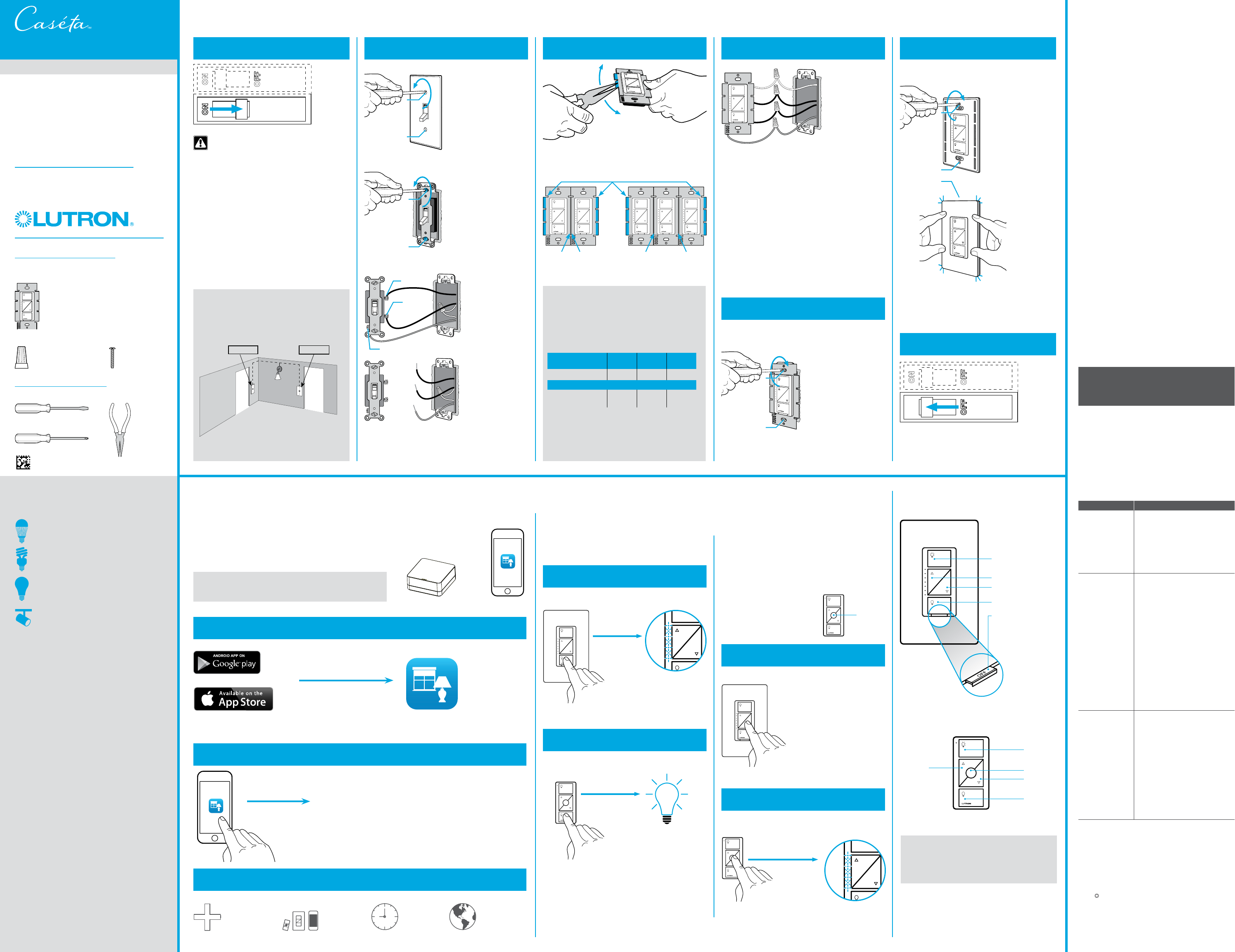 Lutron Electronics 0111 Wireless In Wall Dimmer Switch User