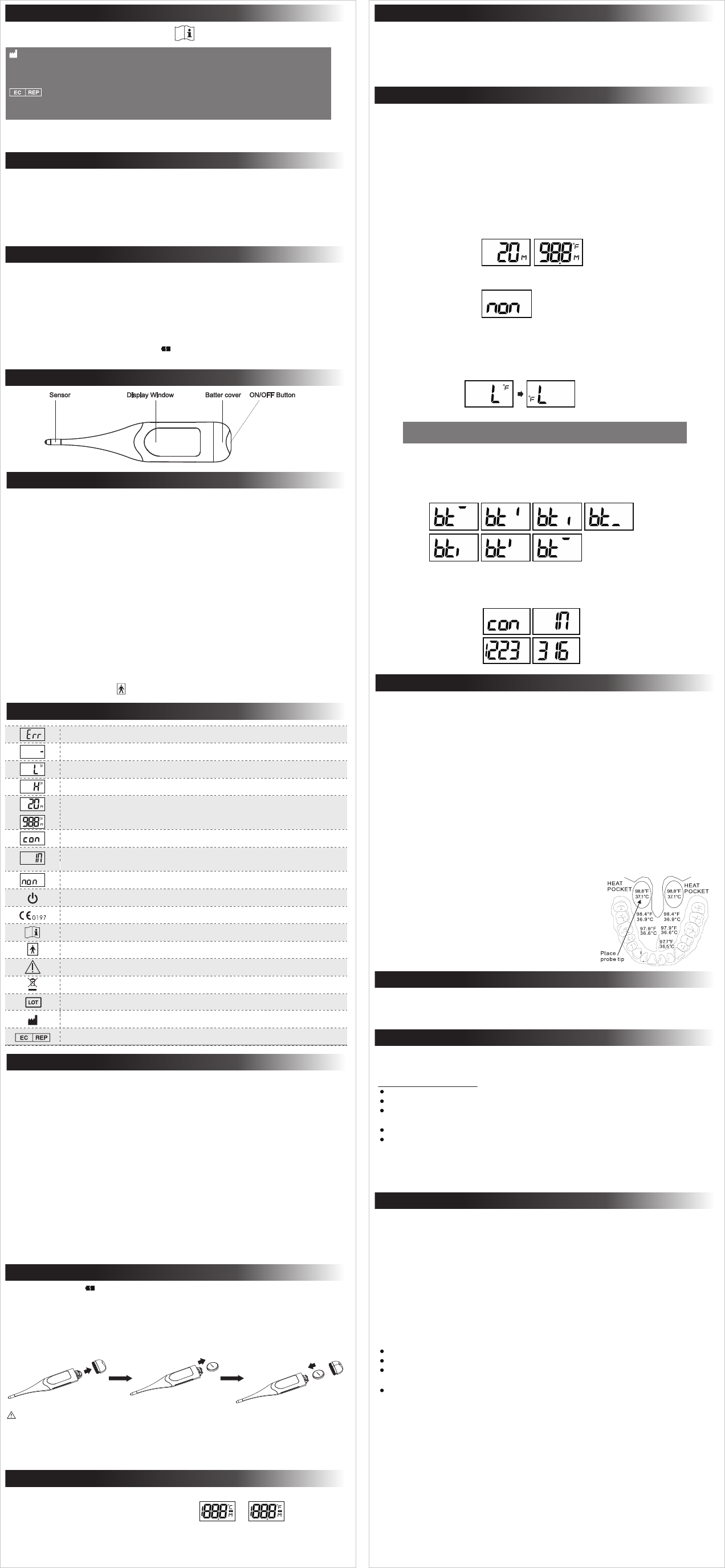 K jump Health 2070 Digital Thermometer User Manual KD 2070 20150513withC