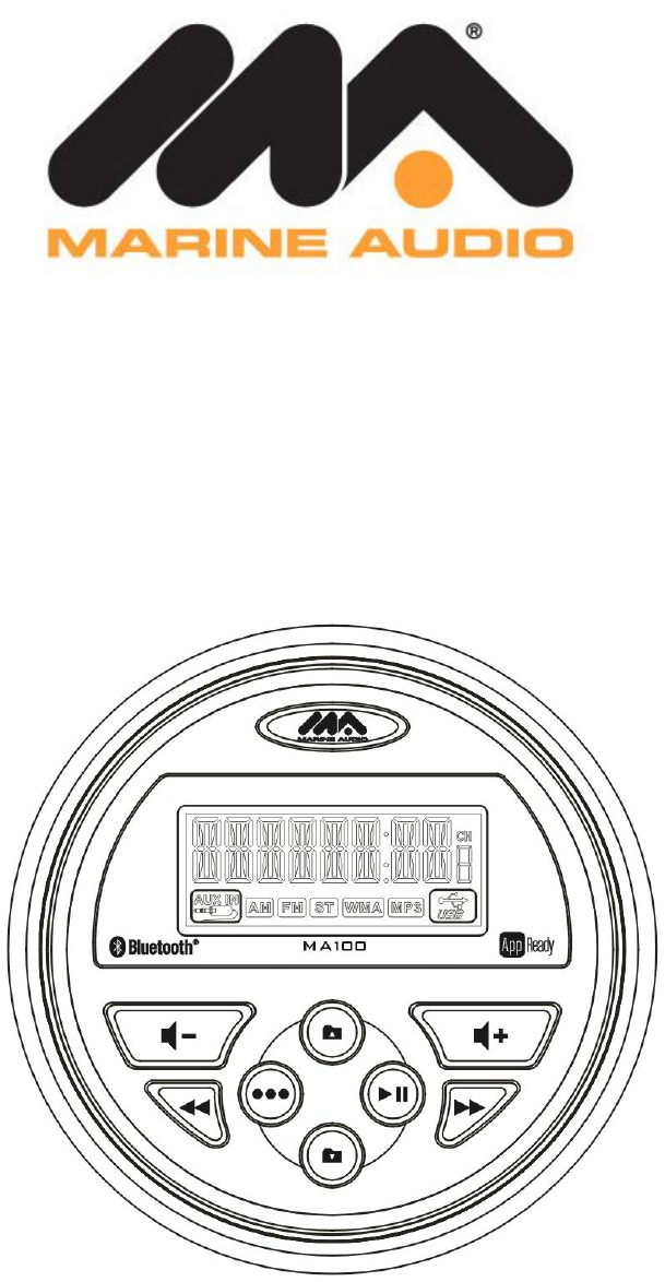 Sounding Audio MA100 Marine audio stereo User Manual