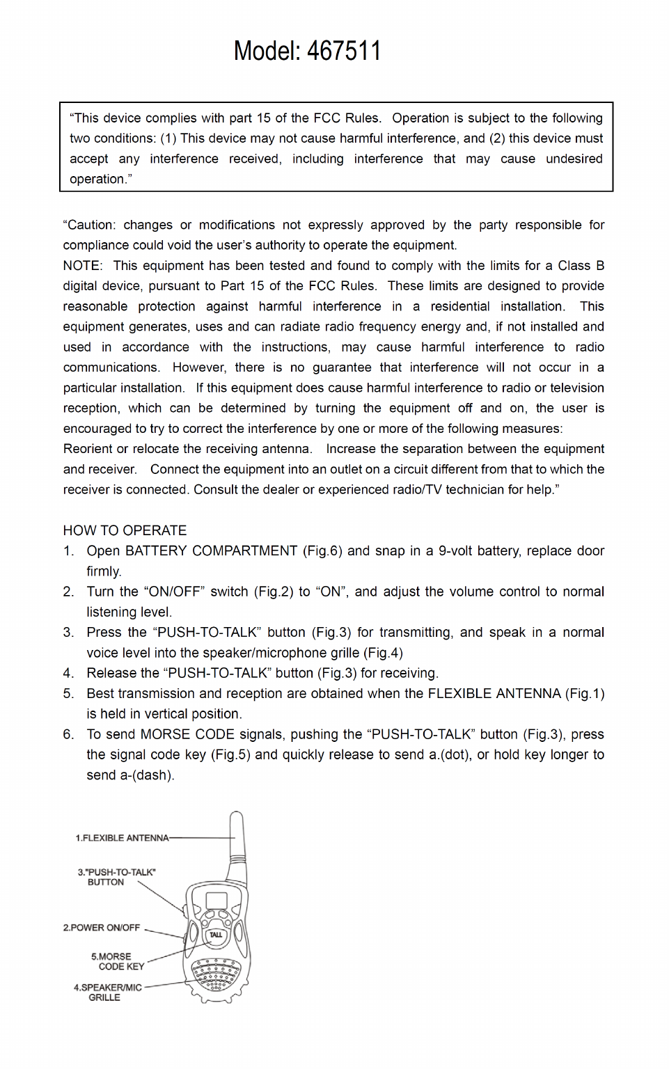 Premium 467511 2PK walkie talkie 2016 User Manual