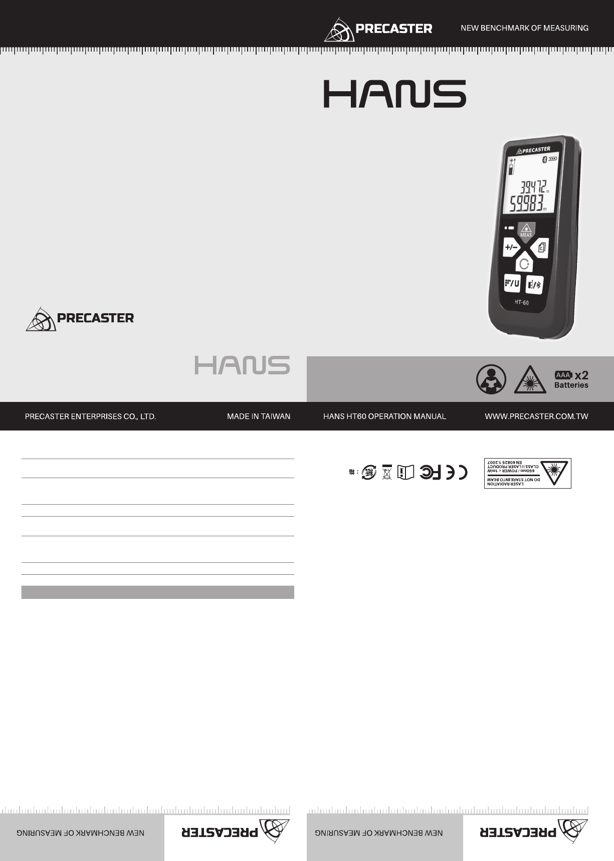 Precaster LB11310CA01 Laser Distance Meter User Manual Manual