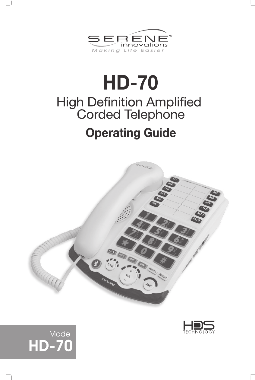Serene Innovations HD70 High Definition Amplified Corded Telephone