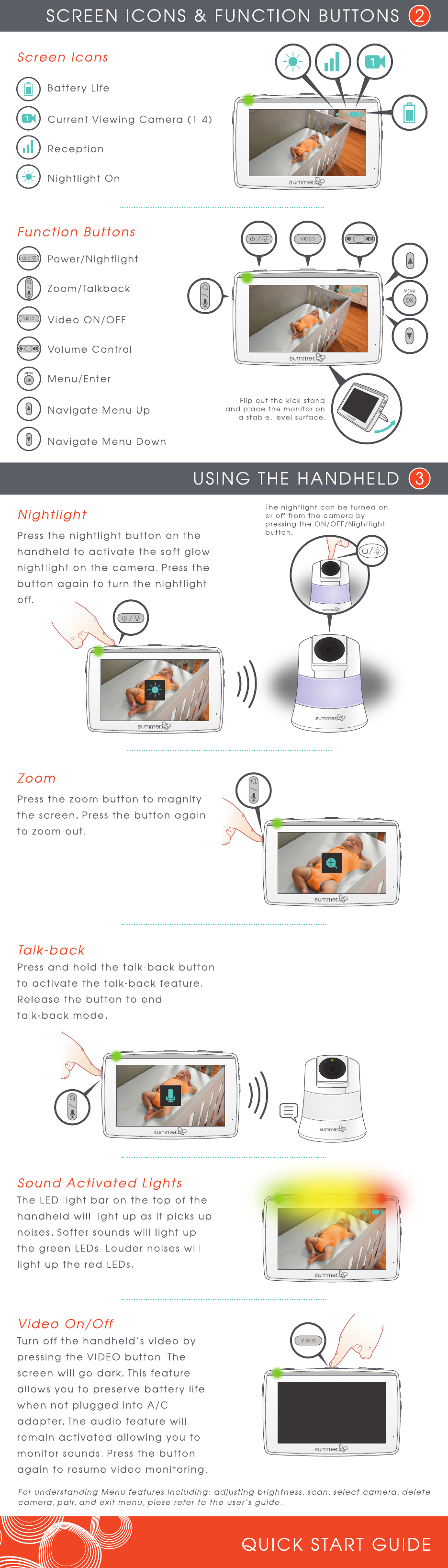 Summer Infant 958t Baby Monitor Camera Unit User Manual Wide View Quick Start Guide