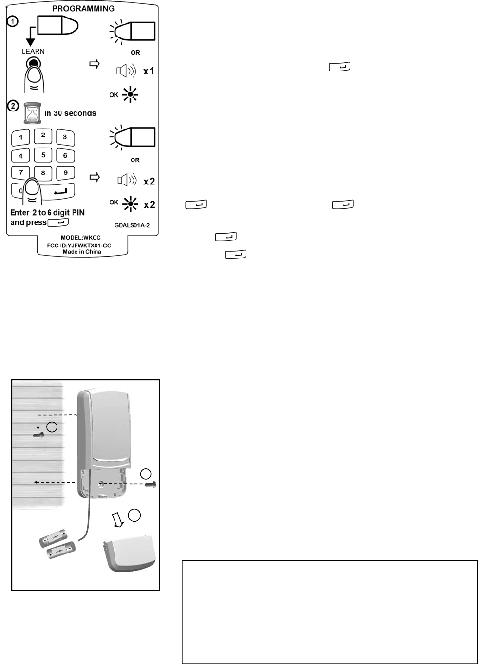 Guardian Wktx01 Cc Wireless Keypad Cc User Manual Wkcc 17 6 13 Pub