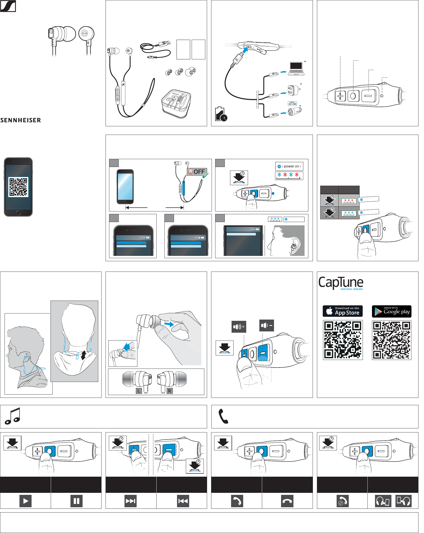 Sennheiser Electronic CX6BT InEar Wireless headphones User Manual
