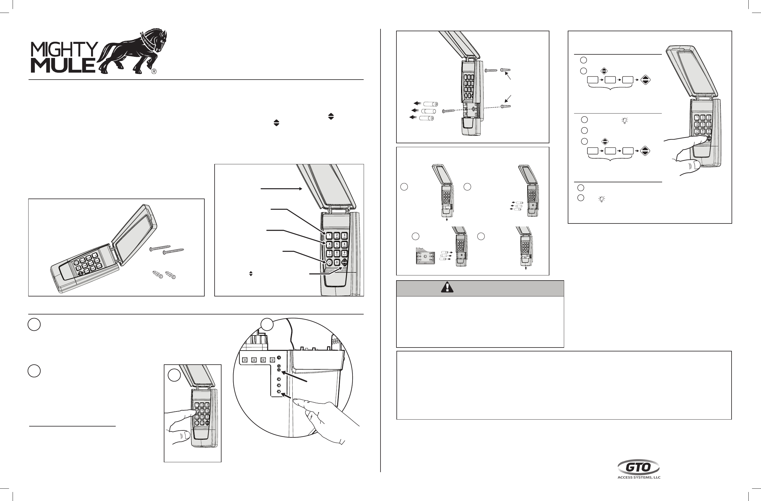 GTO Access Systems MMK100 Digital Keypad User Manual
