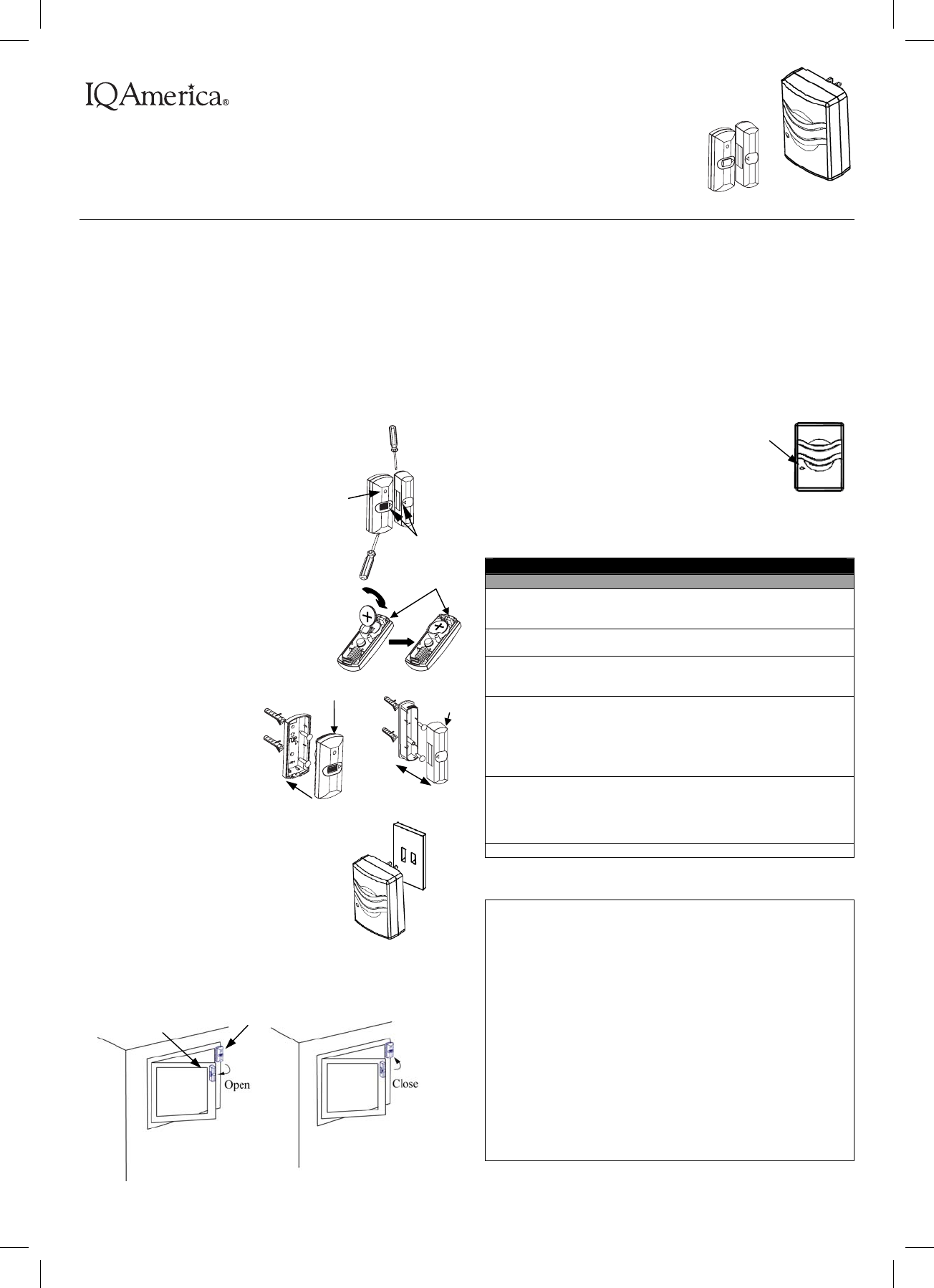 IQ Group QS502WD3130 RF Doorbell User Manual 1