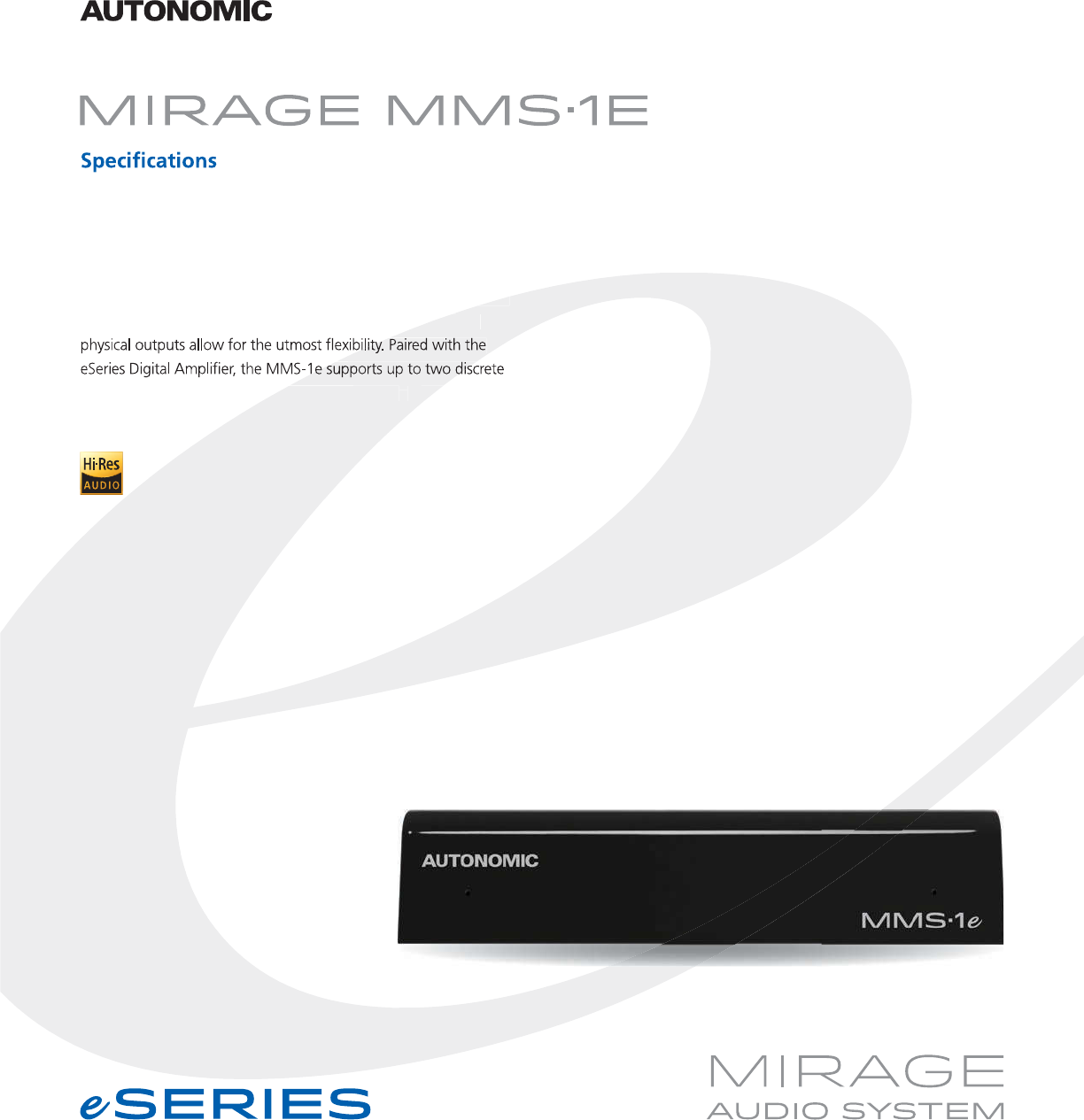 Autonomic Controls Au Mms 1e R2 Mms 1e Mirage Media Streamer User Manual