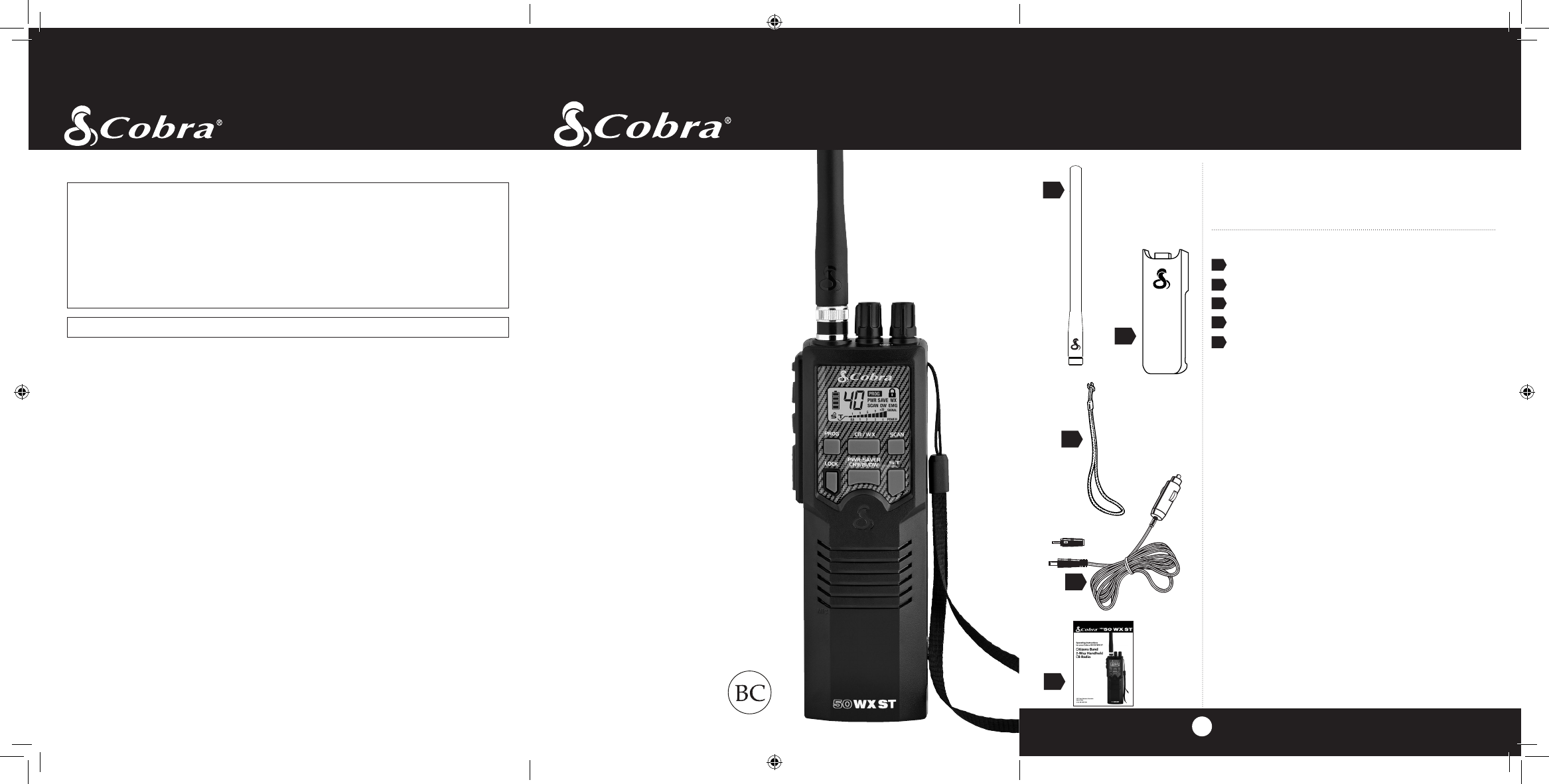 Cobra Electronics HH50WXST HANDHELD CB TRANSCEIVER User Manual Manual USA