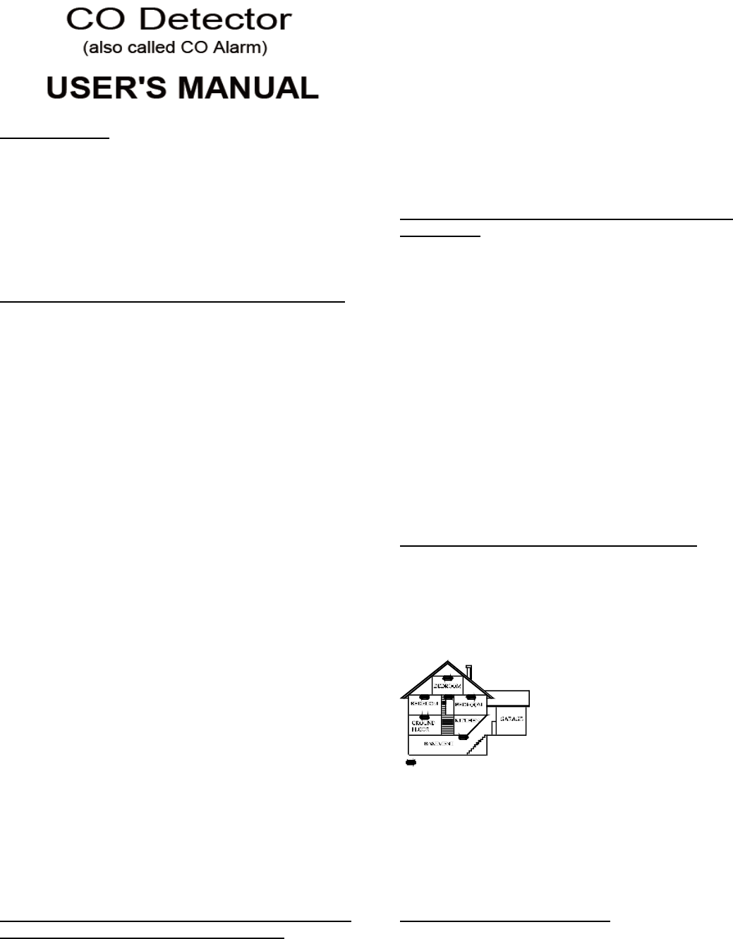 RMR Management Group C1A CO Detector User Manual