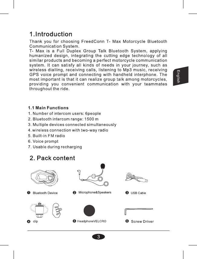 ShenZhen FreedConn T MAX Helmet Bluetooth Intercom Headset User Manual