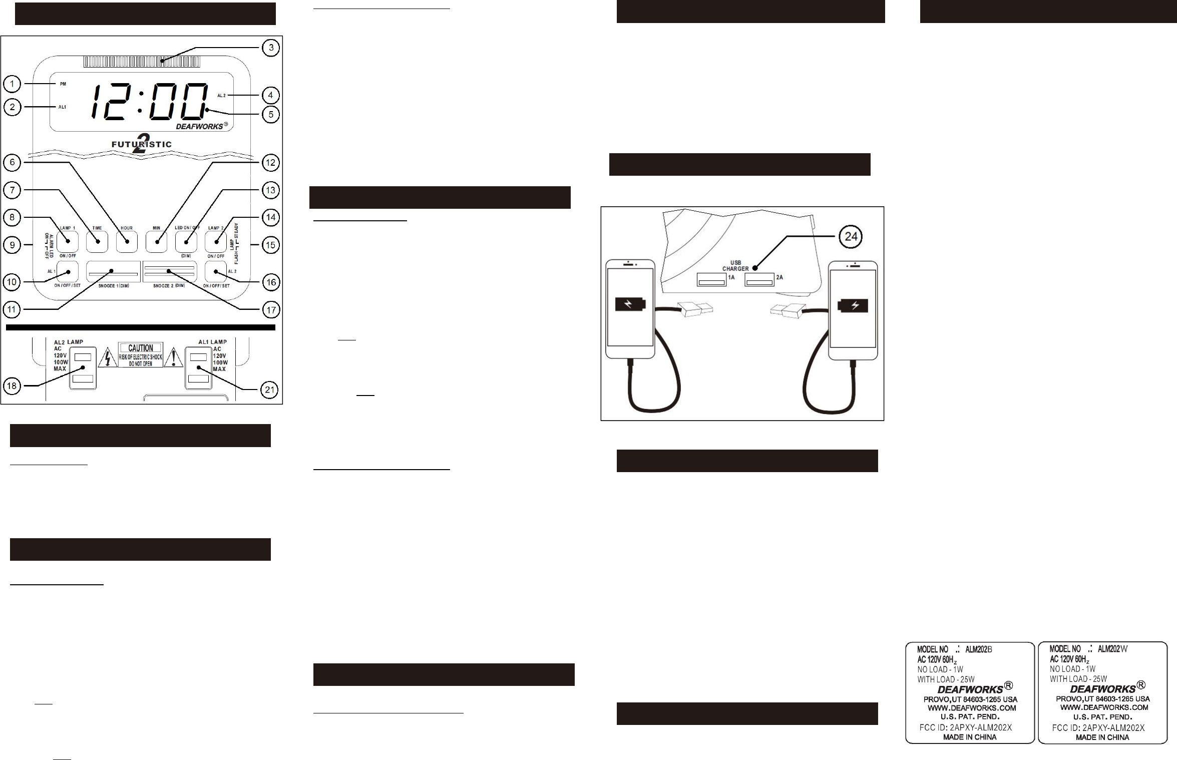 The DEAFWORKS ALM202X LED ALARM CLOCK User Manual