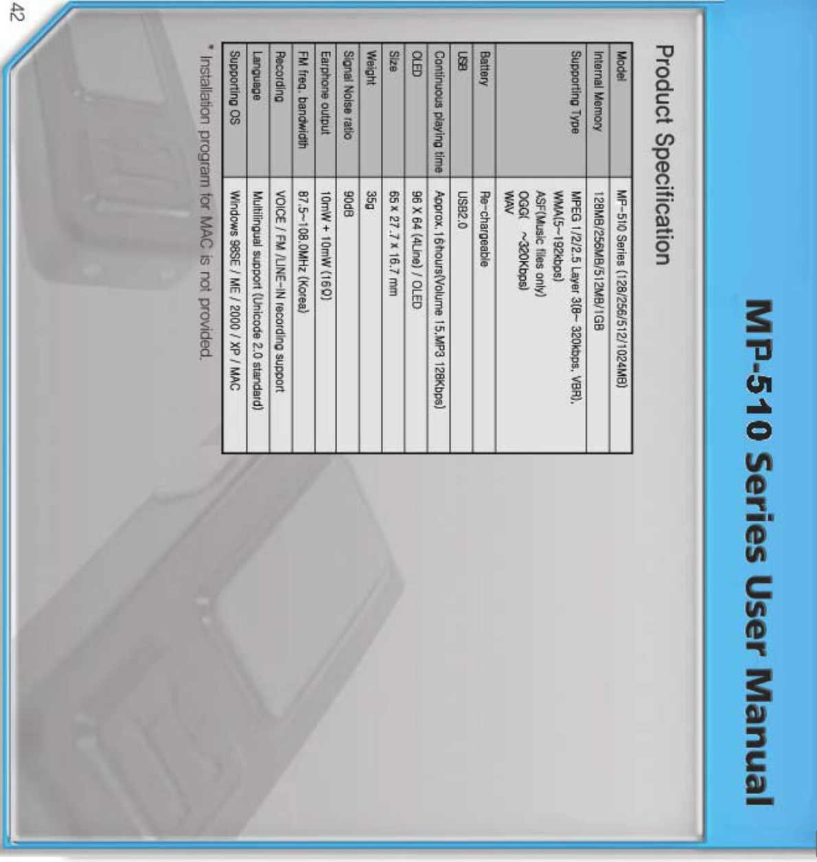 Cenix MP510F DIGITAL AUDIO PLAYER User Manual