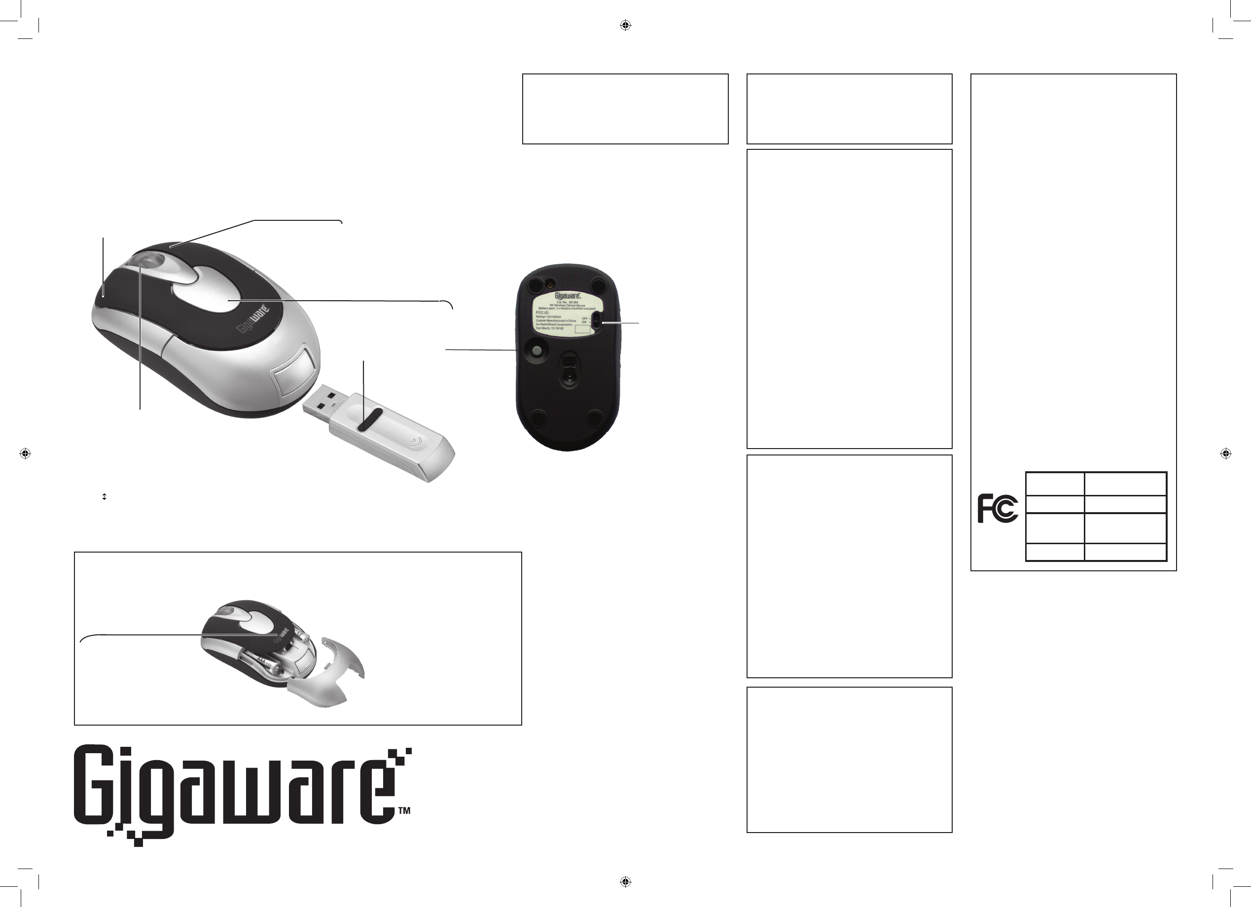 gigaware wireless optical mouse 26-284