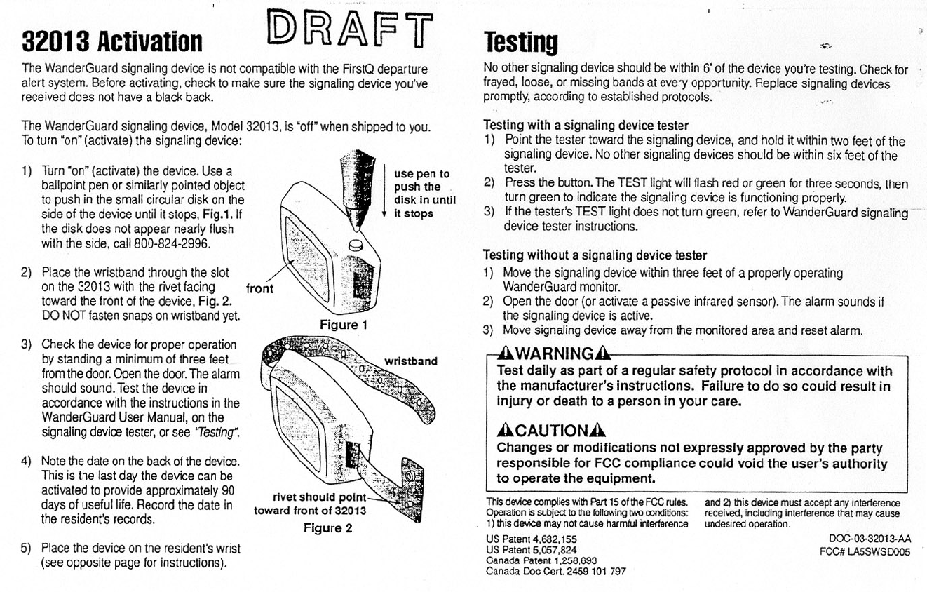 Senior Technologies SWSD005 WanderGuard E+ Transmitter User Manual ...