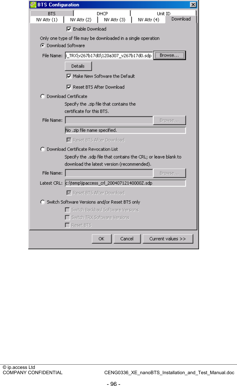 © ip.access Ltd   COMPANY CONFIDENTIAL  CENG0336_XE_nanoBTS_Installation_and_Test_Manual.doc  - 96 - 