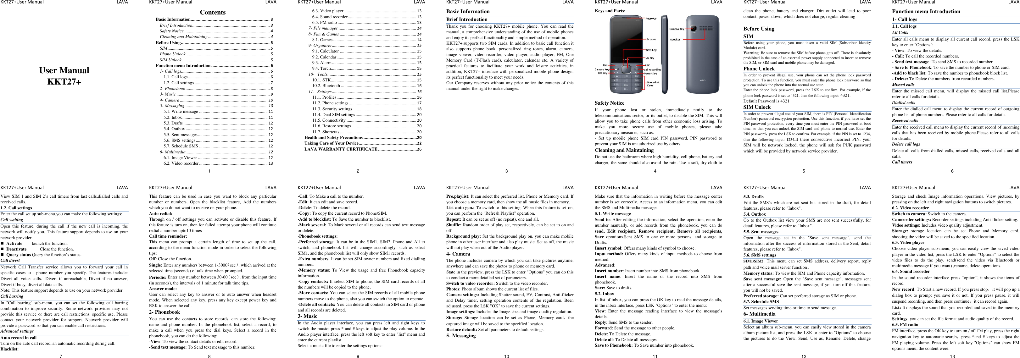 Page 1 of 2 - Lava DF5310 English User Manual 20110315 KKT 27+ - Instruction Kkt27 -en